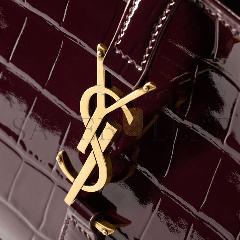 YSL LE 5 À 7 IN CROCODILE-EMBOSSED PATENT LEATHER 657228AAGKR6581 (23*16*6.5cm)